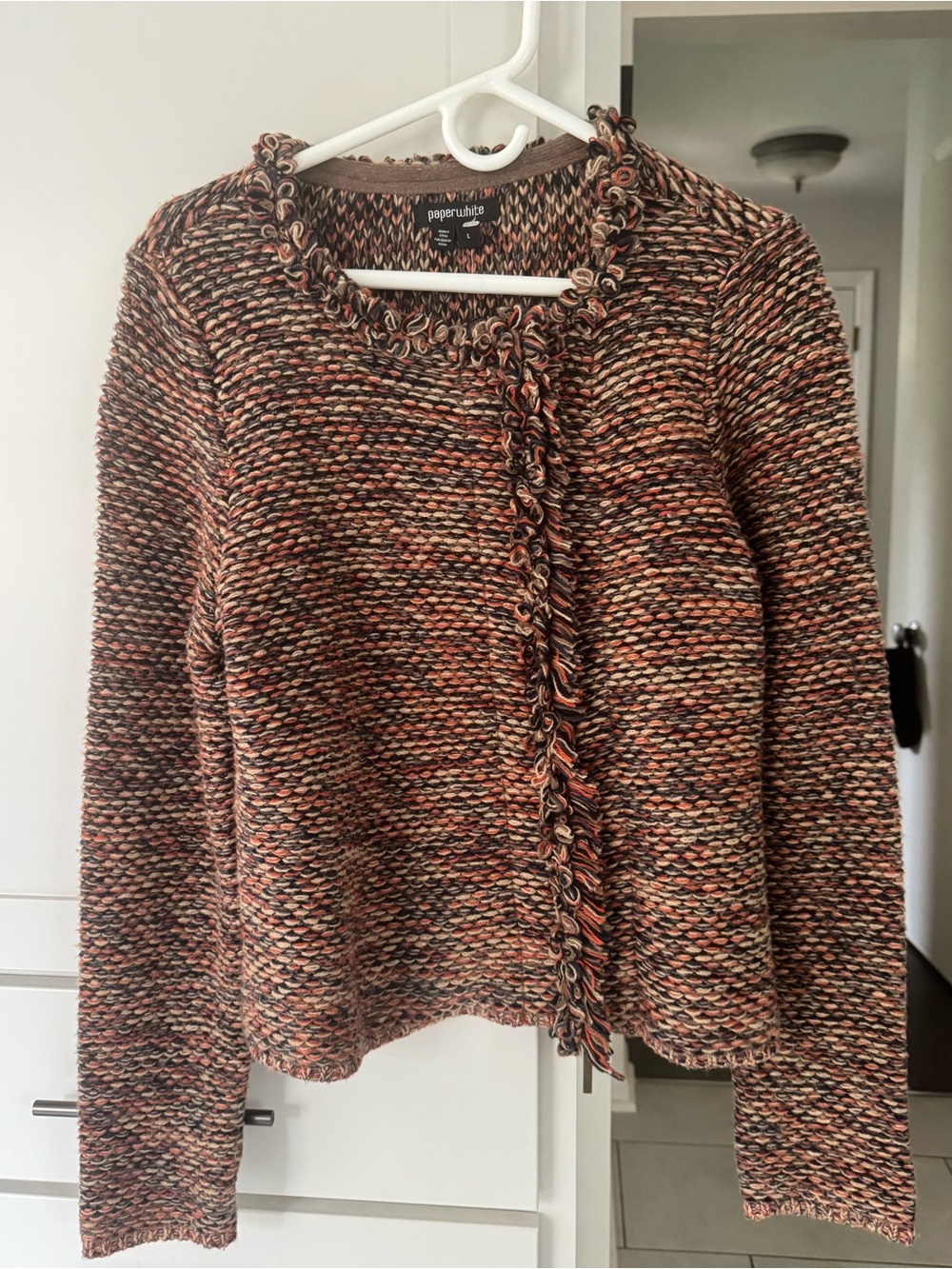 Paperwhite Multicolor Bouclé Knit Cardigan Sweater